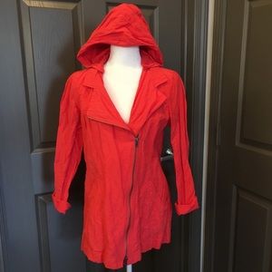 Eileen Fisher Small Lory Red Zip Hoodie Jacket